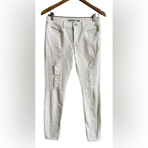 Express: White Distressed Mid Rise Legging Jeans